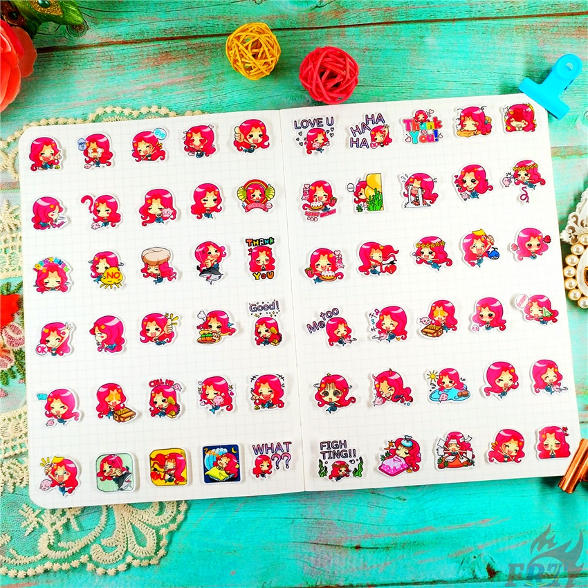 ★★★ Sticker Dán Trang Trí Nhật Ký Hình Nàng Tiên Cá Q-2 ★★★ 60 Miếng Dán Trang Trí Album Thời Trang (Size: 2~3cm)