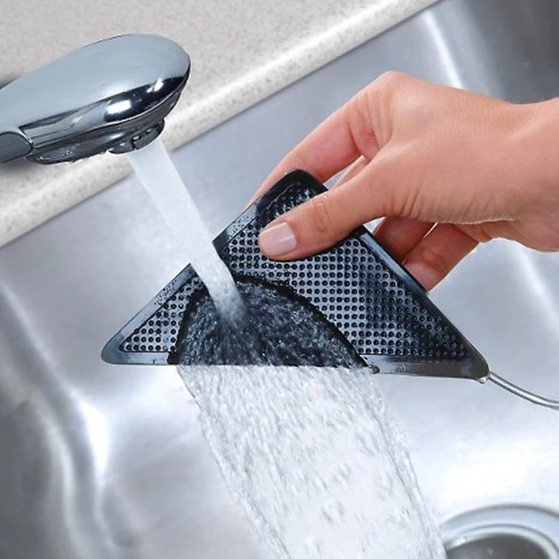 Set 4 Miếng Dán Cố Định Thảm Chống Trượt Bằng PU Hình Tam Giác Có Thể Tái Sử Dụng Trang Trí Nhà Cửa