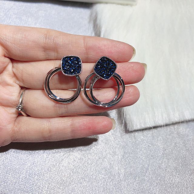 Hoa tai pha lê xanh ngọt ngào bạc 925