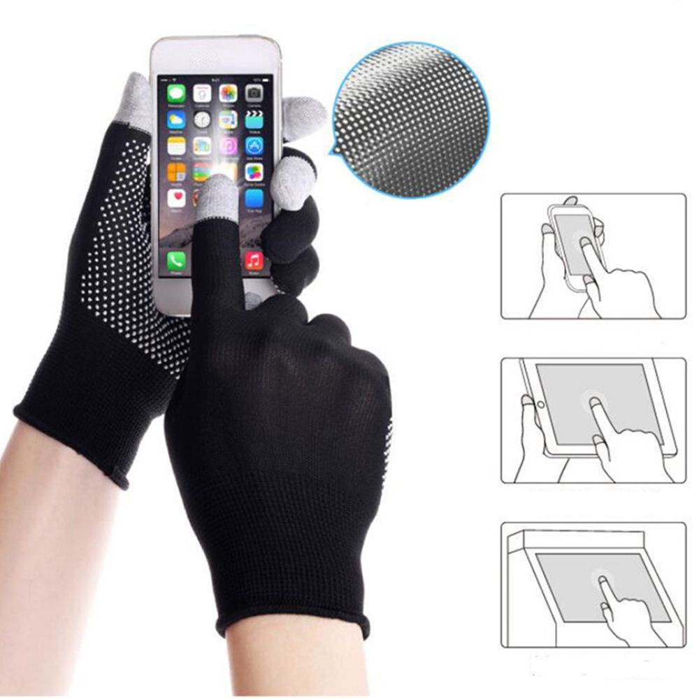 Găng tay nylon chống trượt chống gió thoáng khí màu trơn có thể dùng màn hình cảm ứng cho nam