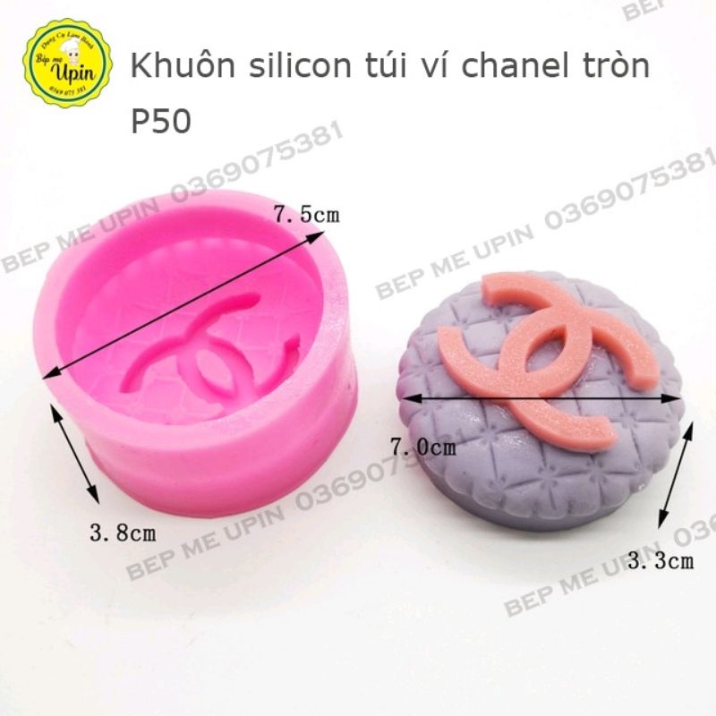 Khuôn silicon túi ví phấn chanel làm bánh sinh nhật nến thơm