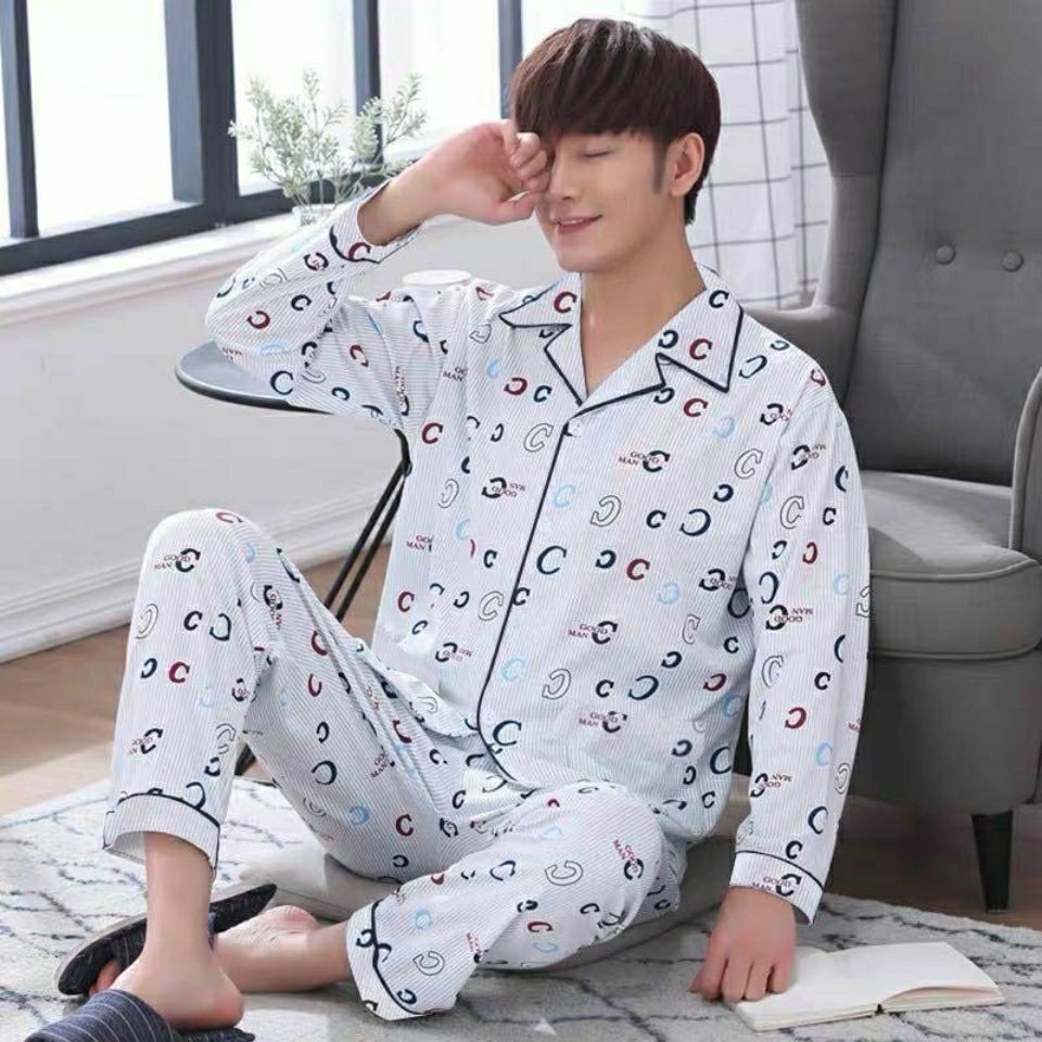 Bộ đồ ngủ pijama dài tay thời trang mặc ở nhà cho nam