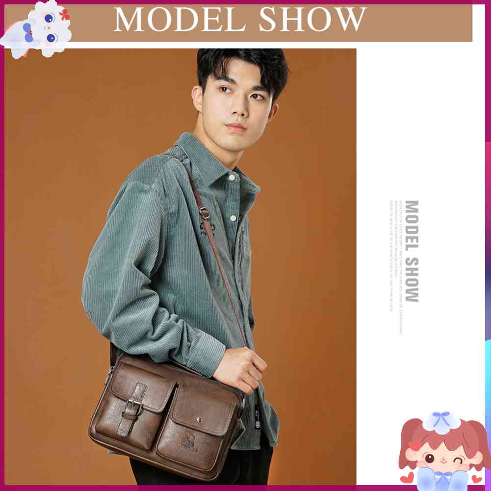 ✿Mars144✿Túi Xách Da PU Nhiều Ngăn Phong Cách Vintage Cho Nam✿