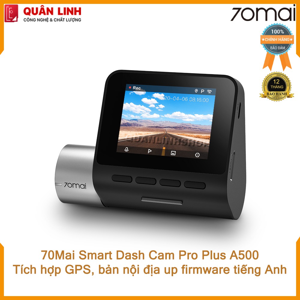 Camera hành trình 70mai A500 Dash Cam Pro Plus tích hợp sẵn GPS - Bảo hành 12 tháng