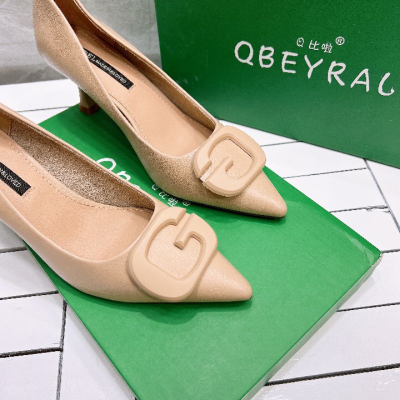 tu Giày Cao Gót 7p QBEY Khoá G Gót Nhọn Da Thật Siêu Mềm Fullbox Cao Cấp