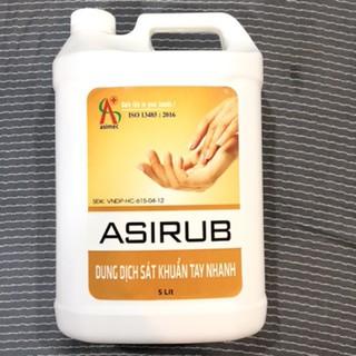 Nước rửa tay khô nhanh - dung dịch sát khuẩn ASIRUB 5L ( Hàng công ty đầy đủ tem, giấy tờ, phiếu xuất kho)