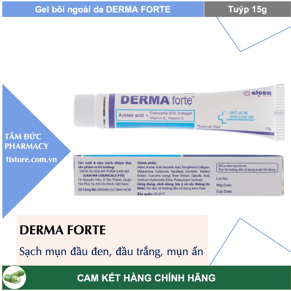 (BV da liễu) DERMA FORTE [Tuýp 15g] - Kem bôi mụn, mờ sẹo, giảm thâm [dermaforte]