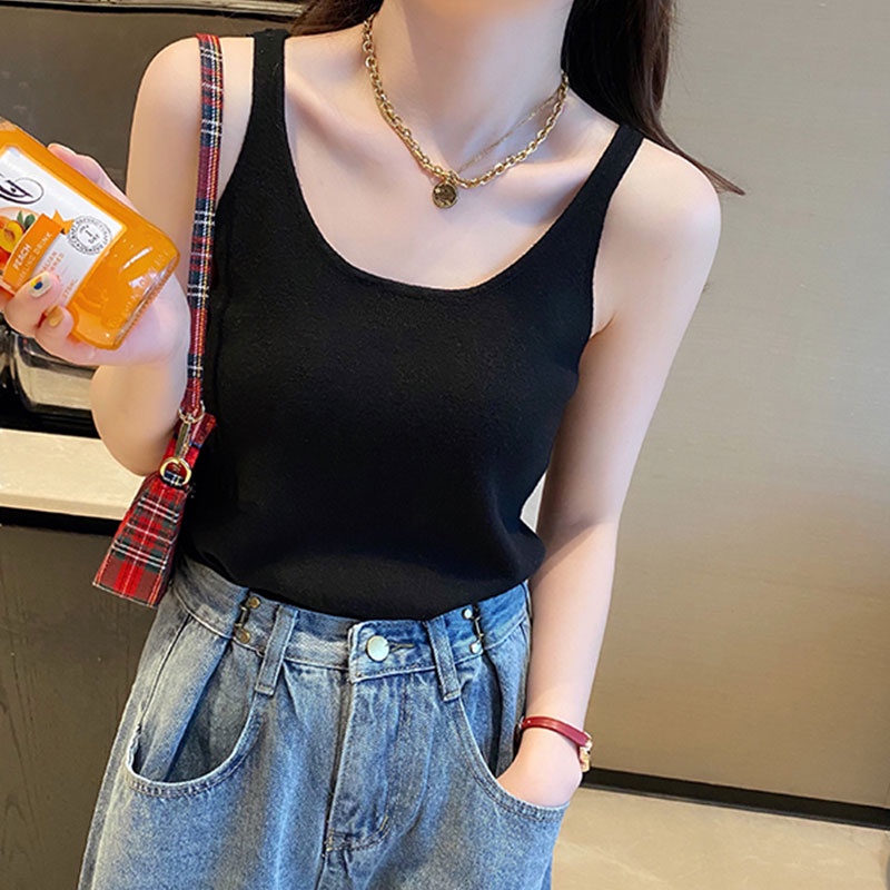 Áo Hai Dây Dệt Kim Dáng Ôm Thời Trang Hàn Quốc Cho Nữ