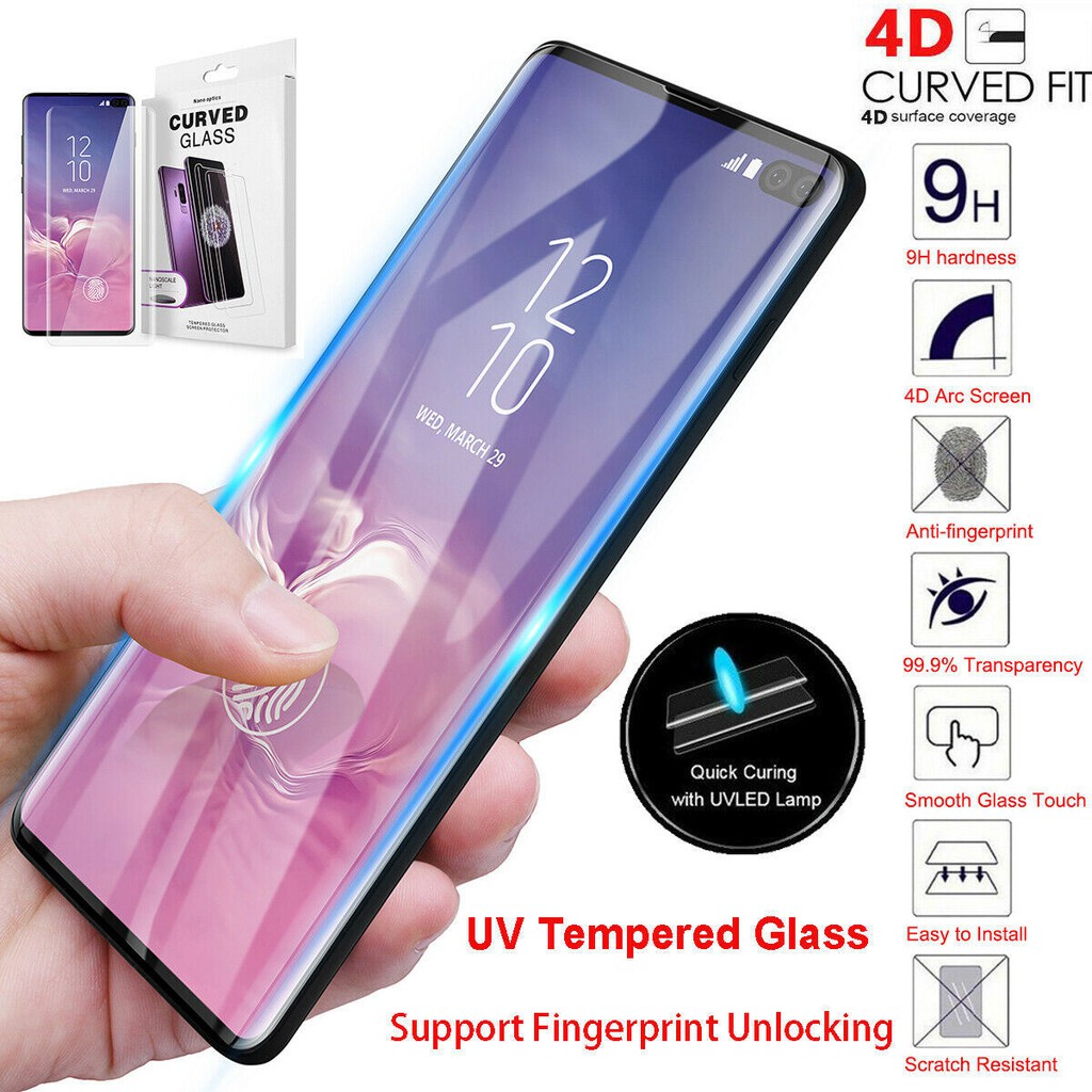 Kính cường lực UV full màn cong Samsung S10/ S10 plus cao cấp, siêu mượt, siêu chắc, siêu trong