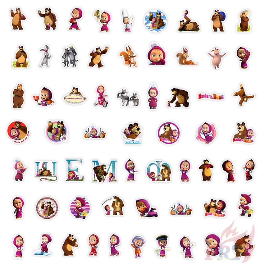 50 Cái / Bộ ❉ Hình Dán Dòng Masha and the Bear Series 02 ❉ Miếng Dán Decal Chống Thấm Nước Thời Trang
