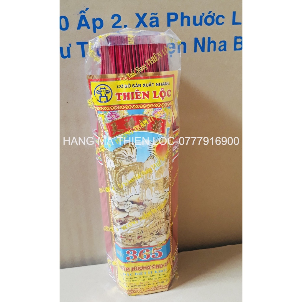 Nhang Thơm Dịu Nhẹ ít Khói Hương Trầm Ngọt Hiệu 365 Thiên Lộc An Toàn Cho Sức Khỏe - 3 Tấc Bó Đại 800 Nén