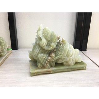 Cặp Tỳ Hưu đá Hoàng Long, đá Ngọc Xanh có đế