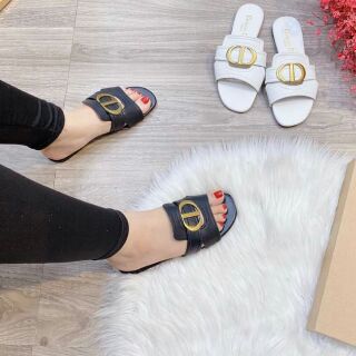 Dép lê dior. da mịn đen trắng