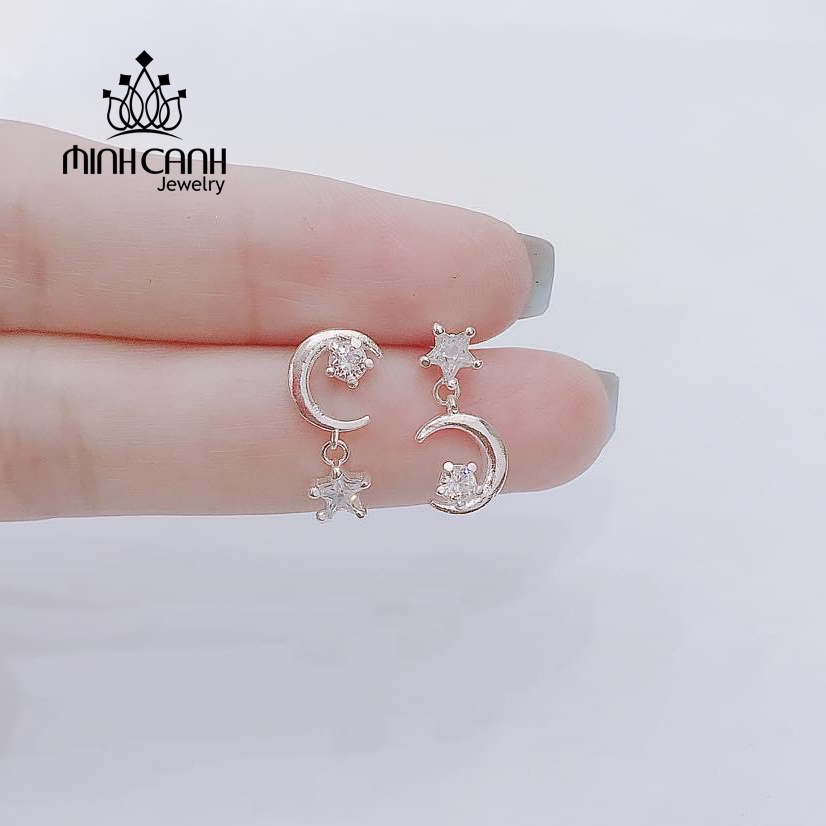 Bông Tai Hình Trăng Sao Bằng Bạc - Minh Canh Jewelry