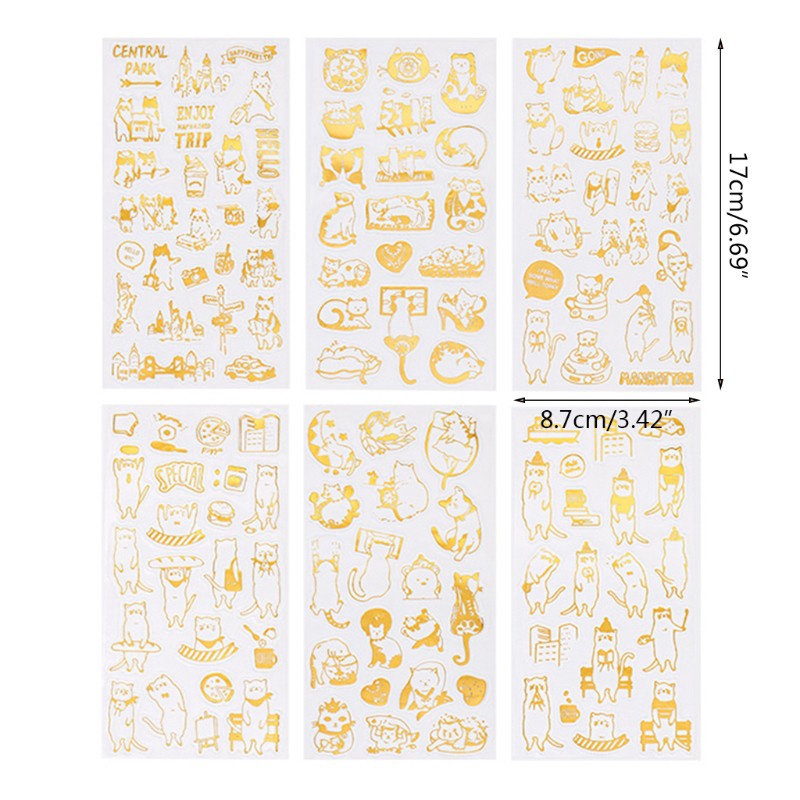 6 Tấm hình dán UV epoxy resin hình mèo xinh xắn trang trí thủ công DIY