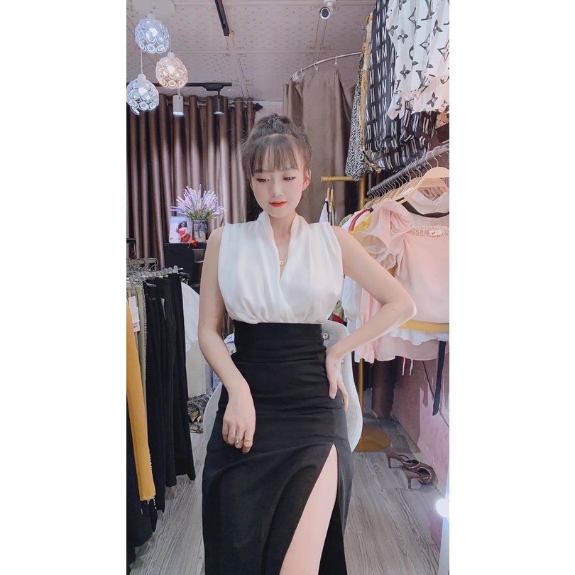 Set thiết kế áo lụa, chân váy bút chì xẻ tà cao cấp (S20) | BigBuy360 - bigbuy360.vn