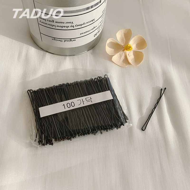 Set 100 kẹp tóc màu đen đơn giản phong cách Hàn Quốc