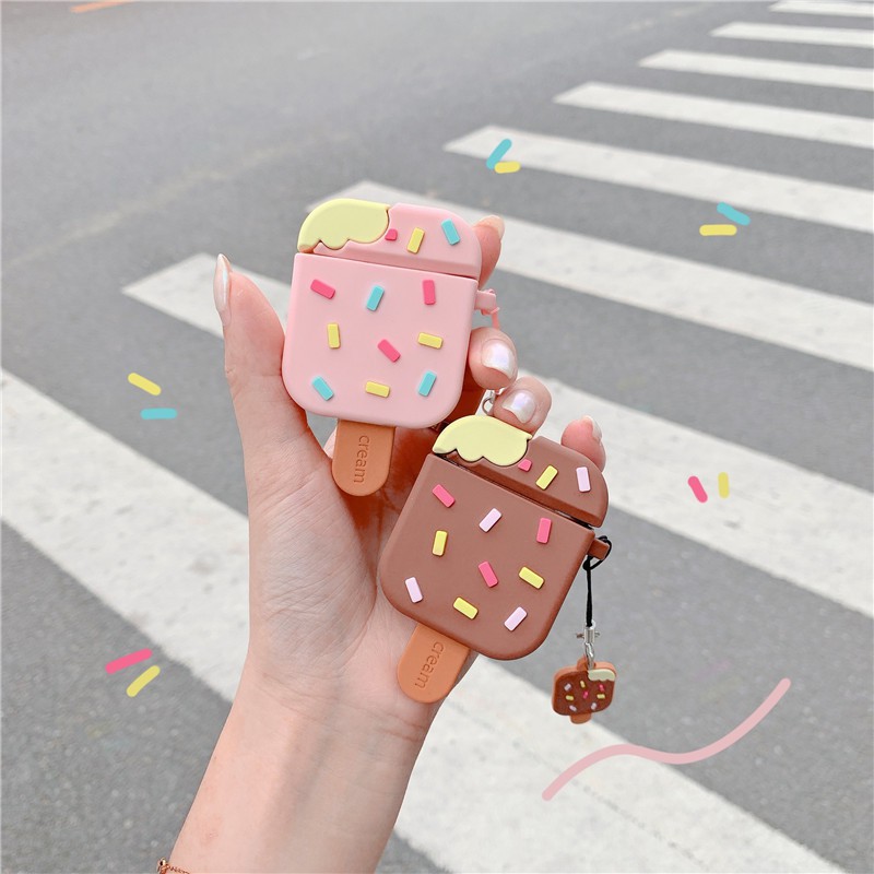 Airpods gen 2 cover cute popsicle ice cream chocolate soft airpods case anti-drop