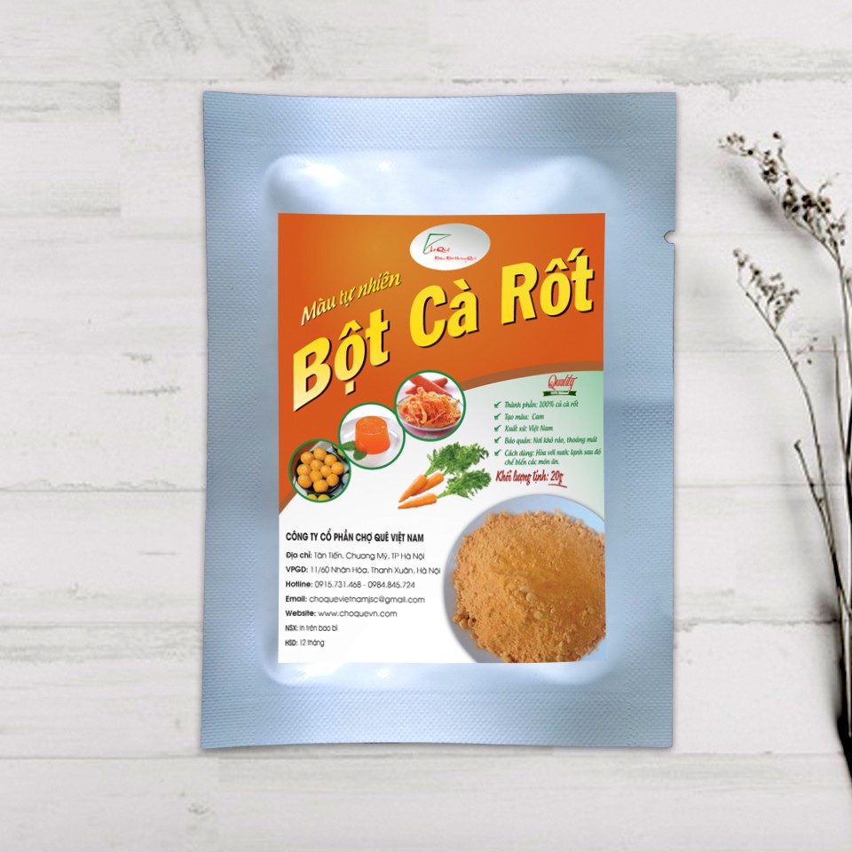Bột Cà Rốt Nguyên Chất Gói 20g Chợ Quê