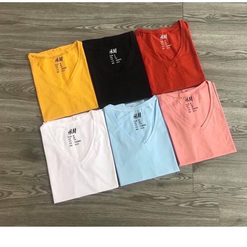 Áo thun cổ tim nữ đủ màu vải dày đẹp a04