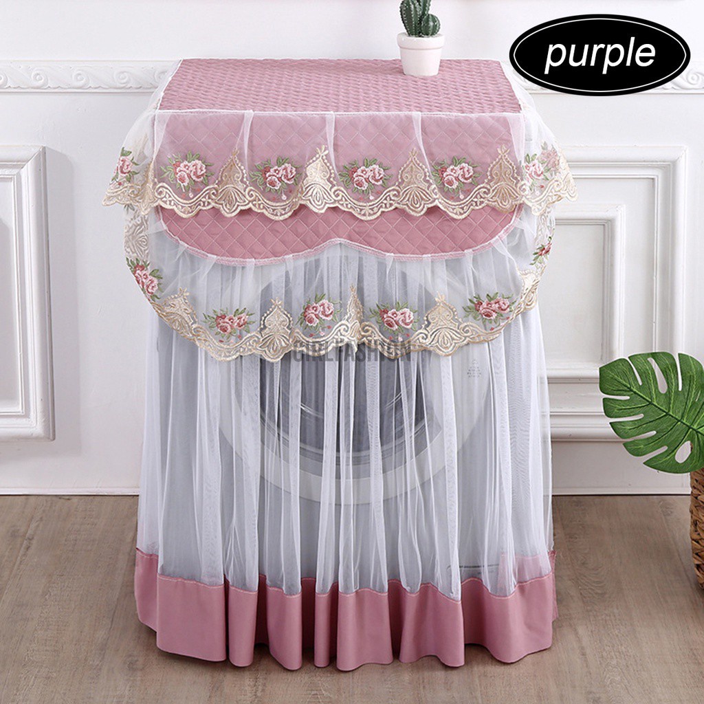 Red/ Purple/ Gray/ Beige Lace Dustproof Protector Floral Washing Machine Cover 60*60*85cm Home Decor