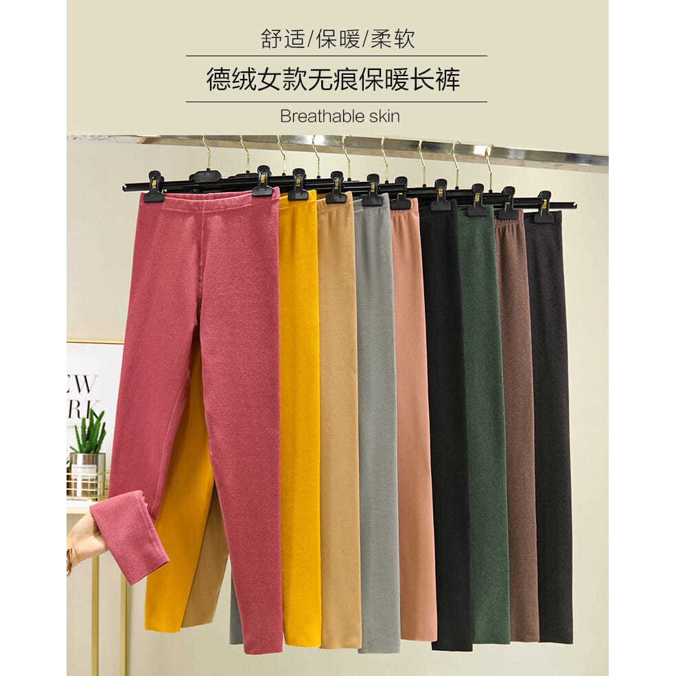 Quần Legging Không Đường May Vải Lông Cừu Dày Thời Trang Mùa Thu Cho Nữ