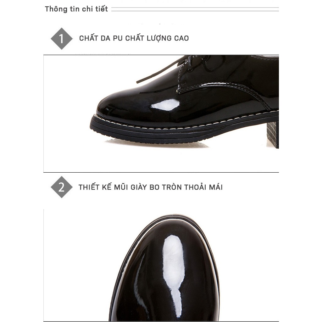 Giày Oxford Nữ Da Đế Cao 4cm Cá Tính Phong Cách Hàn Quốc - ST57