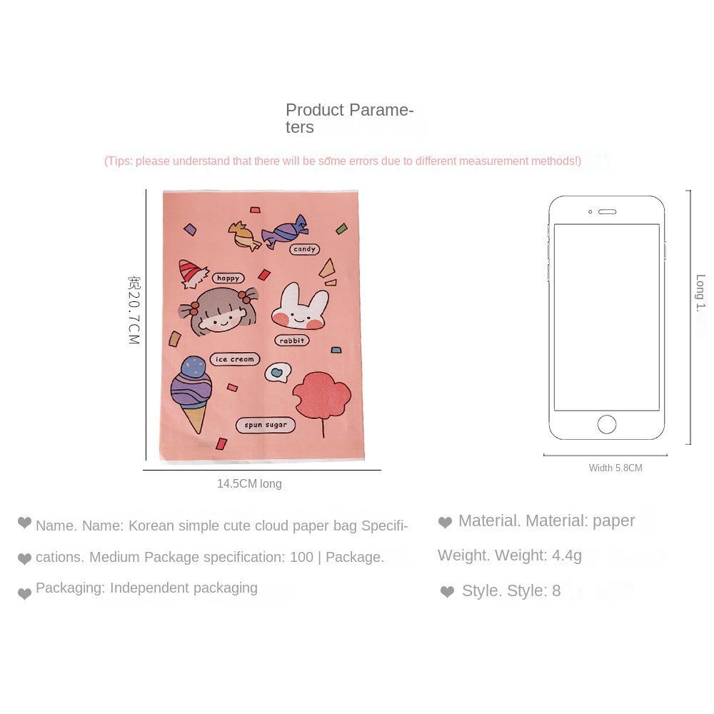 Túi giấy mini đựng đồ dùng in hình gấu/đám mây dễ thương