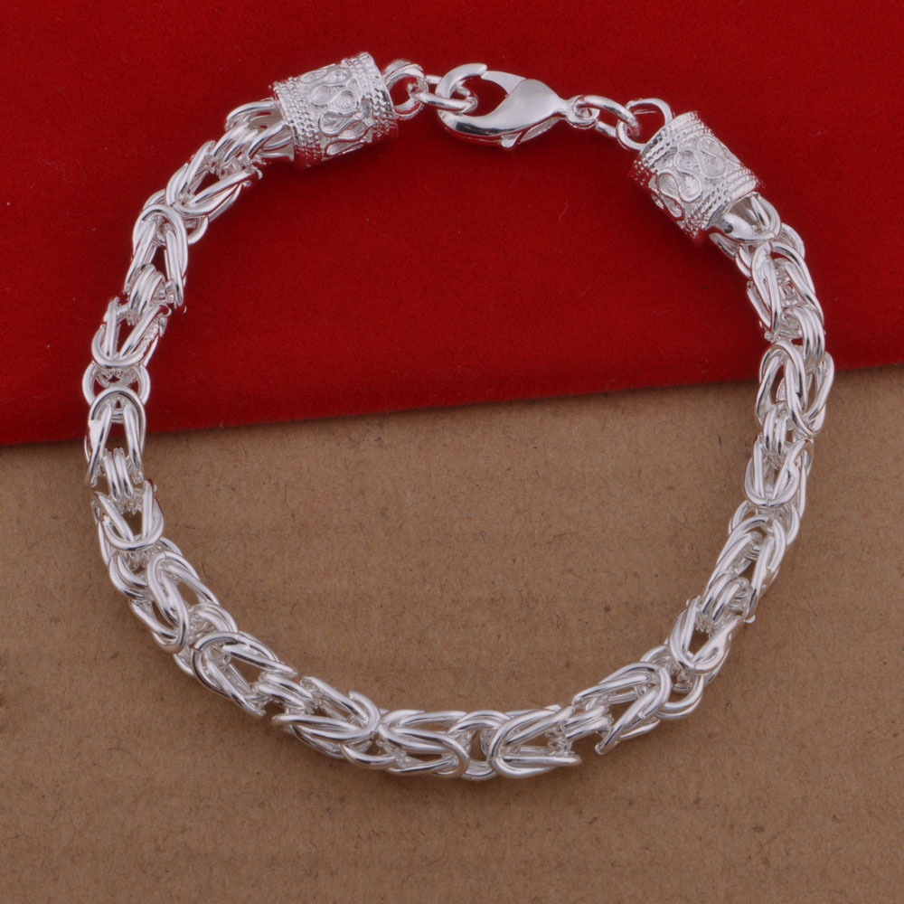 Vòng tay bạc Sterling - Mạ 925 unisex - Phong cách Hiphop đường phố