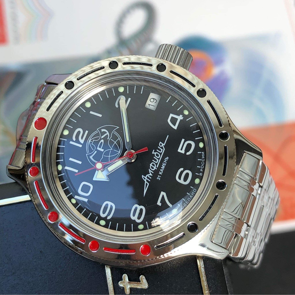 Đồng hồ Nam Vostok Amphibia máy automatic, size mặt 40, size dây 20, chống nước 20Atm, BH 1 năm. Đồng hồ Nga 420867