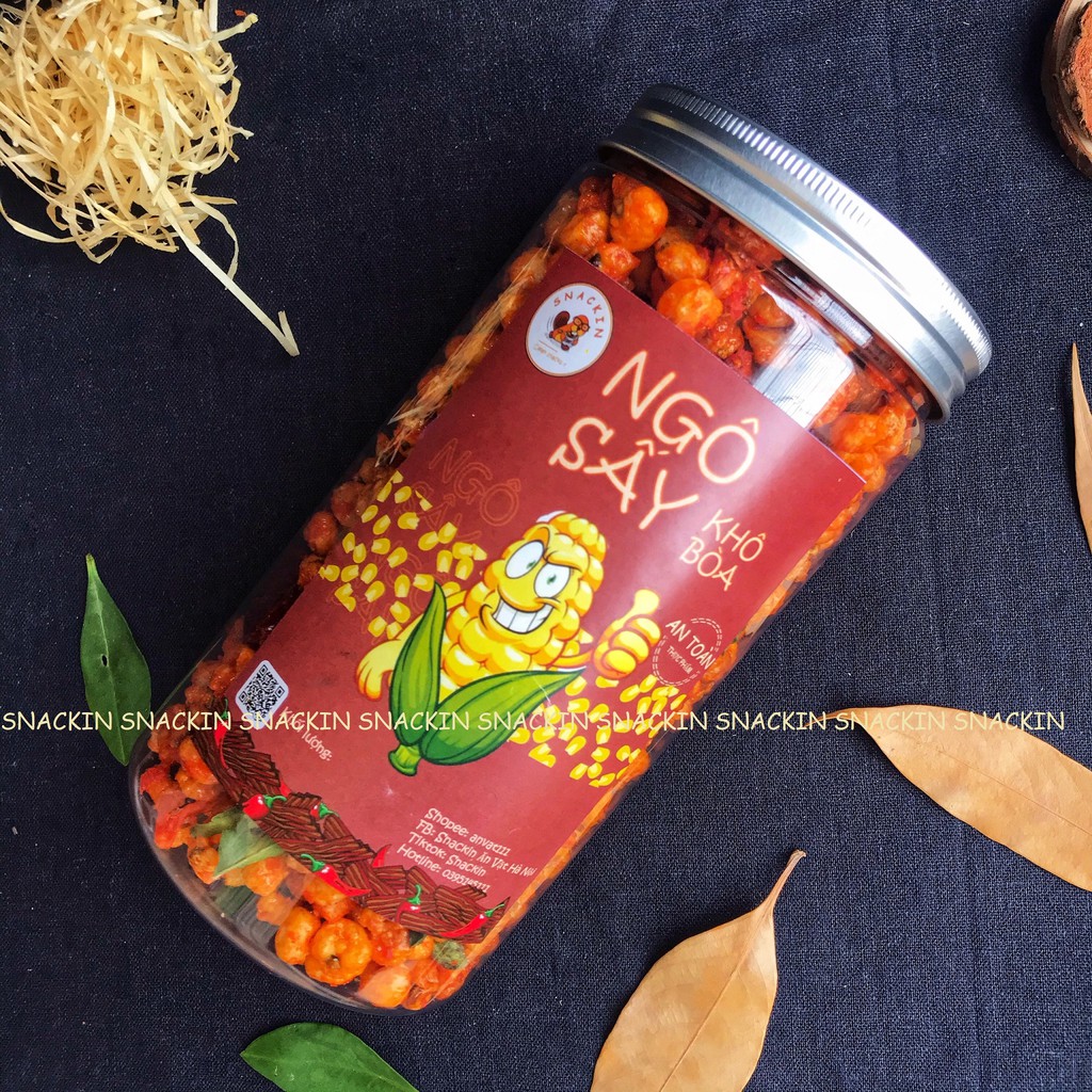 Bắp sấy lắc khô bò lá chanh SNACKIN loại 1, hũ pet 400g, 250g, ăn vặt Hà Nội | BigBuy360 - bigbuy360.vn