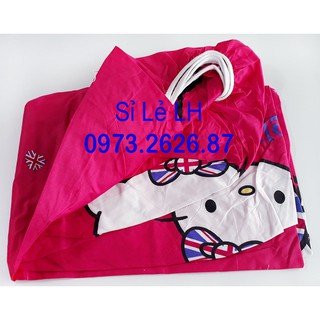 Chăn Drap Gối Kitty Nơ Cờ Cotton Poly loại 1 Mềm mát