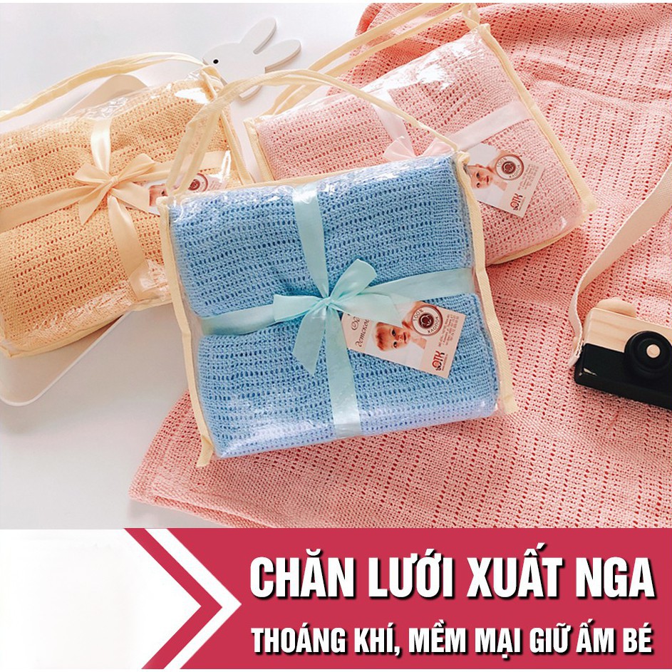 Chăn lưới thoáng khí, chống ngạt cho bé xuất Nga mềm mịn thoáng mát 4 mùa CHAN01 BamBee Mart