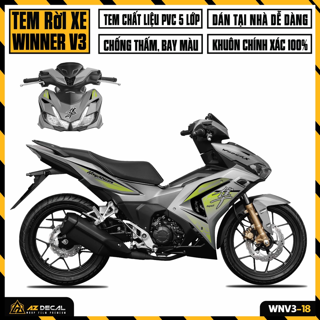Tem Rời Xe Winner V3 Hayabusa | WNV3-18 | Decal Dán Winner X 2022 Cao Cấp, Cắt Khuôn Sẵn Dễ Dán, Chống Nước, Bền Màu
