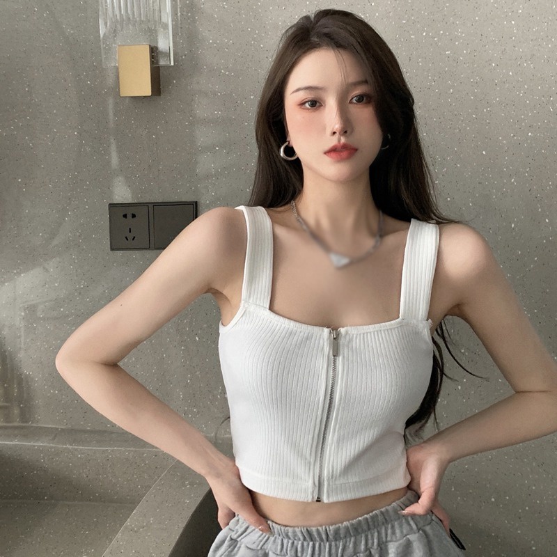 Áo Croptop Sát Nách Cổ Vuông Form Ôm Phong Cách Quyến Rũ