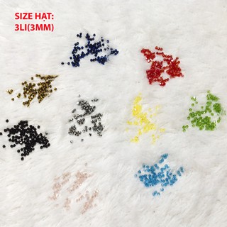 Hạt đá pha lê hình thoi kết xỏ vòng tay size 3li 3mm gói 10 viên