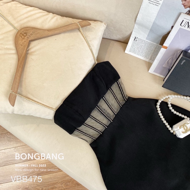 Đầm body 2 dây phối lưới eo kết đá🖤