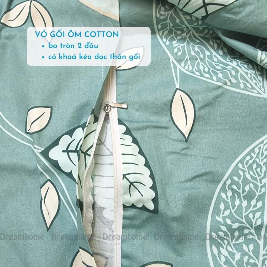 Vỏ gối ôm kéo khóa Cotton 100% DREAMHOME, bao gối ôm dây kéo bo tròn đầu dài 30x95 dùng ruột 35x100cm