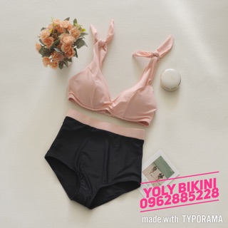 BIKINI HÀN QUỐC NƠ THẮT VAI HỒNG PASTEL