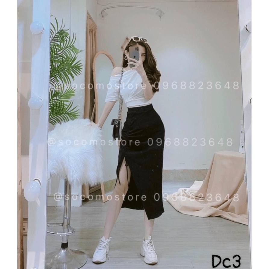 (MẪU MỚI) SÉT ÁO VÁY XẺ ĐÙI THUN GÂN BODY SEXY SANG CHẢNH HHP FASHION