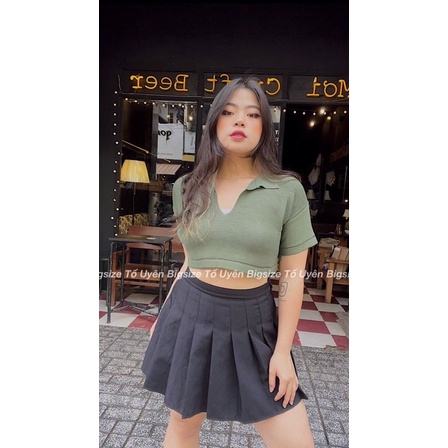 (T.U Bigsize 50-75kg) Áo Croptop Len Cổ V Vân Trơn Hàng QCCC