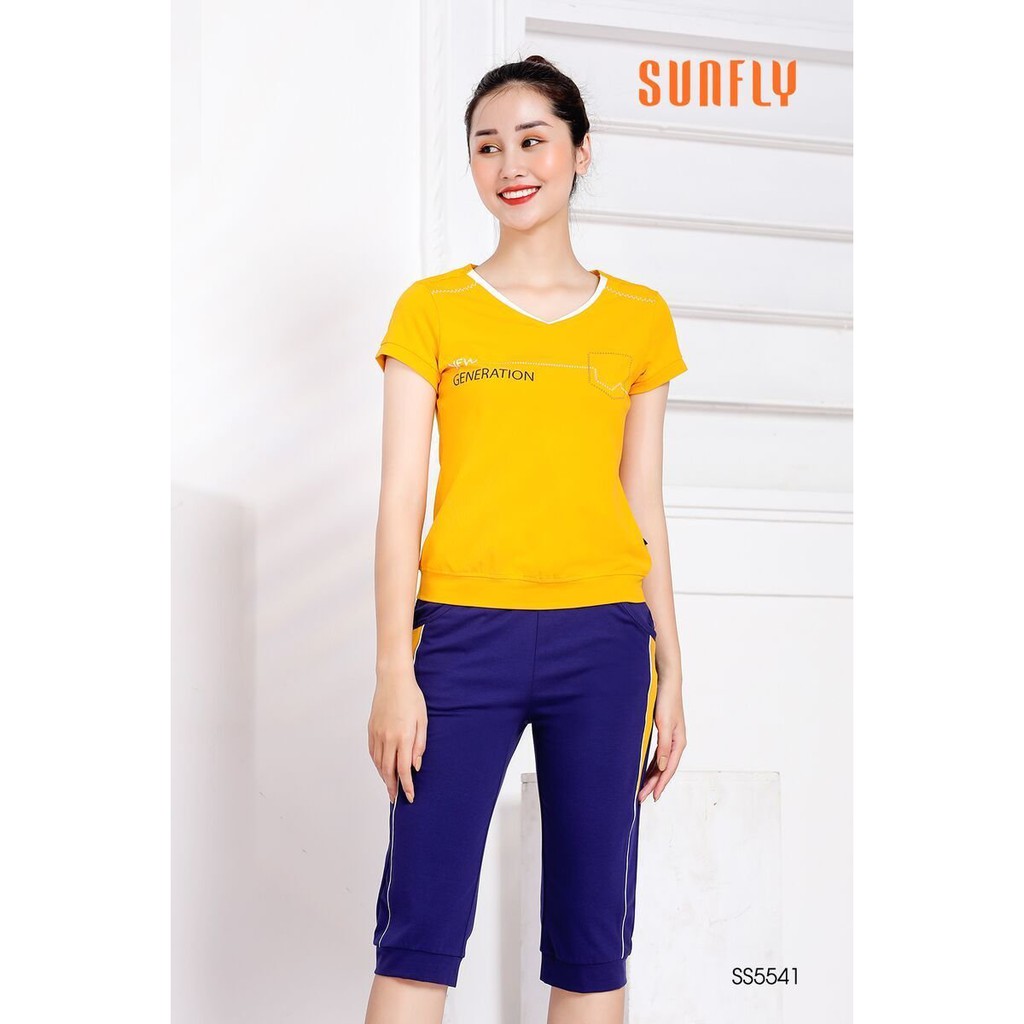 Đồ bộ SUNFLY_Chất cotton 💯% cực kì thoải mái, dễ chịu_Kiểu dáng thể thao, lịch sự phối họa tiết trẻ trung