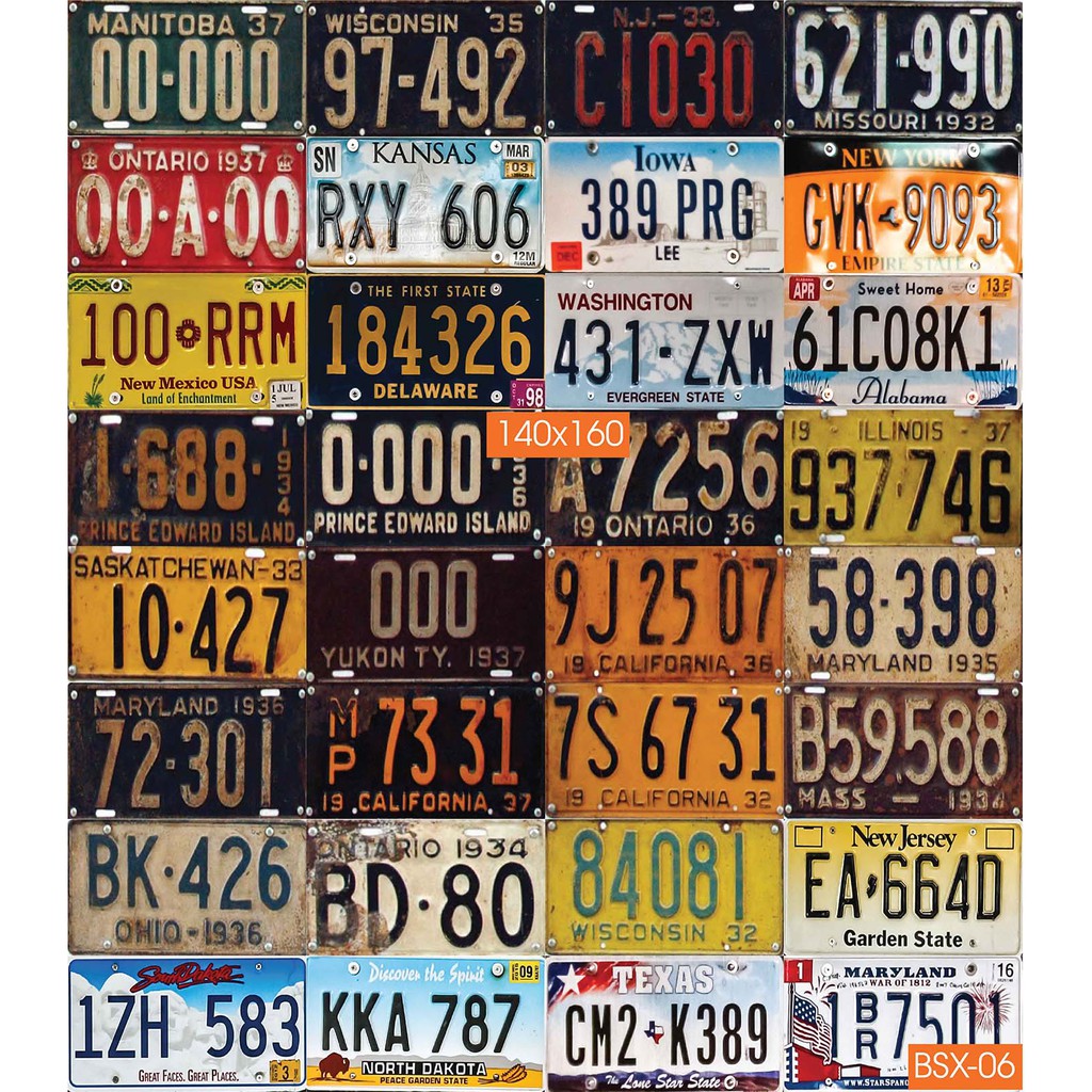 Combo Set 32 tờ Decal biển số xe dán tường siêu đẹp