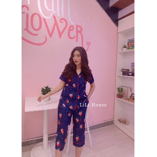 Xả kho bán sỉ bộ lụa dâu pyjama quần ngố nữ