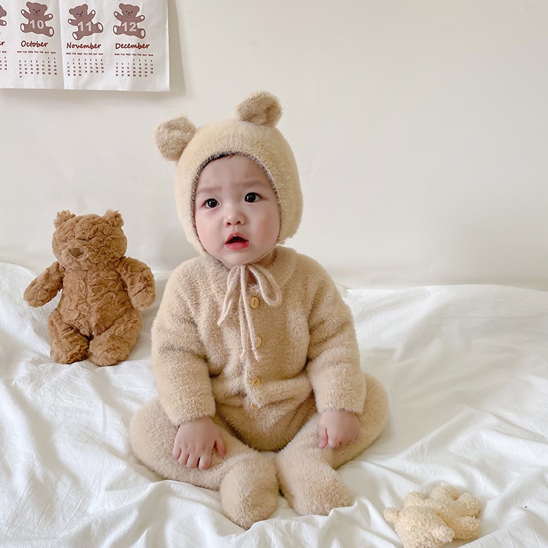 Bộ Áo Liền Quần In Hình Gấu Dễ Thương Thời Trang Mùa Thu 2023In Cho Bé Gái