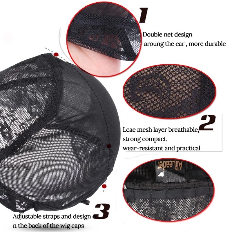 Lưới trùm tóc  Mũ để làm tóc giả có dây điều chỉnh, mũ  trùm đầu làm tóc giả