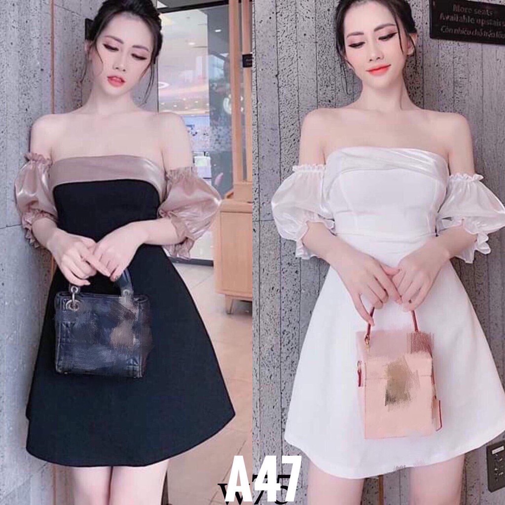 Đầm dáng xòe nữ trễ vai siêu xinh fom chuẩn