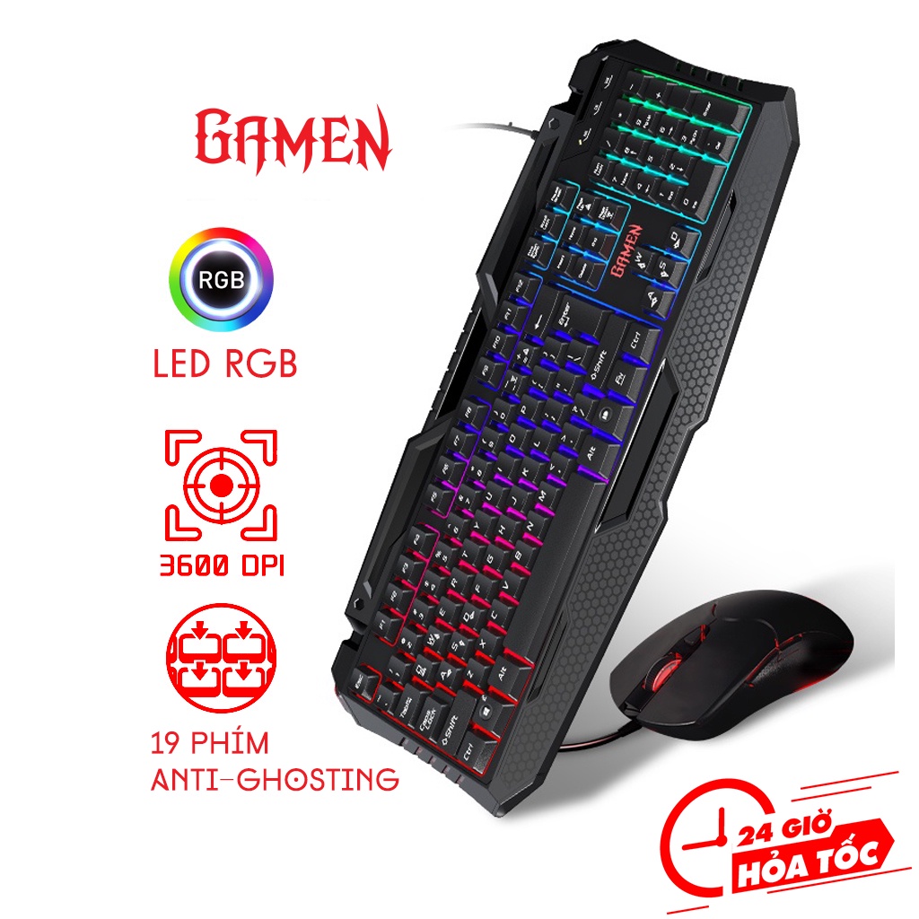 Combo chuột và bàn phím gaming Gamen Station II bàn phím đèn LED 19 phím anti-ghosting