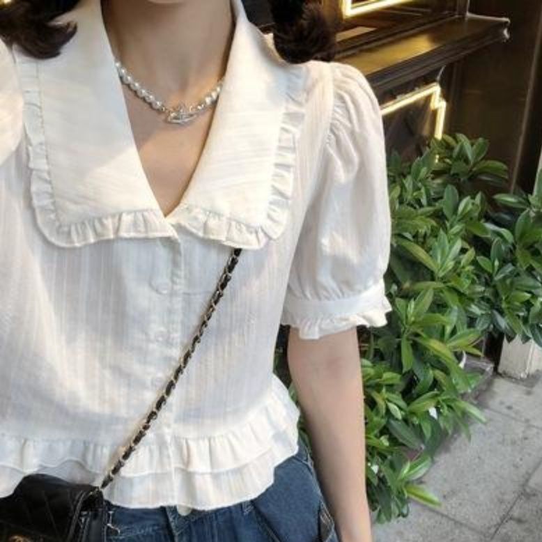 Áo Sơ Mi Màu Sắc Trơn Phong Cách Nhật Bản Ngọt Ngào Cho Nữ