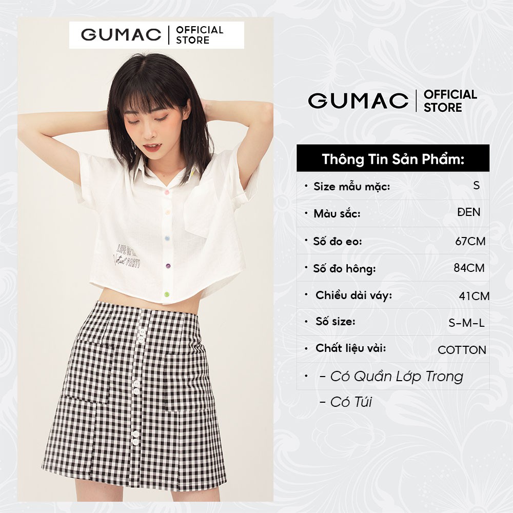 [Mã WABRGU55 giảm 15% đơn 149K] Chân váy nữ sọc caro GUMAC dáng chữ A, màu đen phong cách basic VB326 | BigBuy360 - bigbuy360.vn